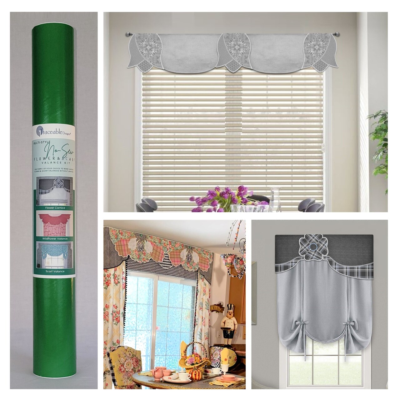 Multi-Style Cornice-Valance Kit | Make Custom Flower-Design Window Treatments Without Sewing